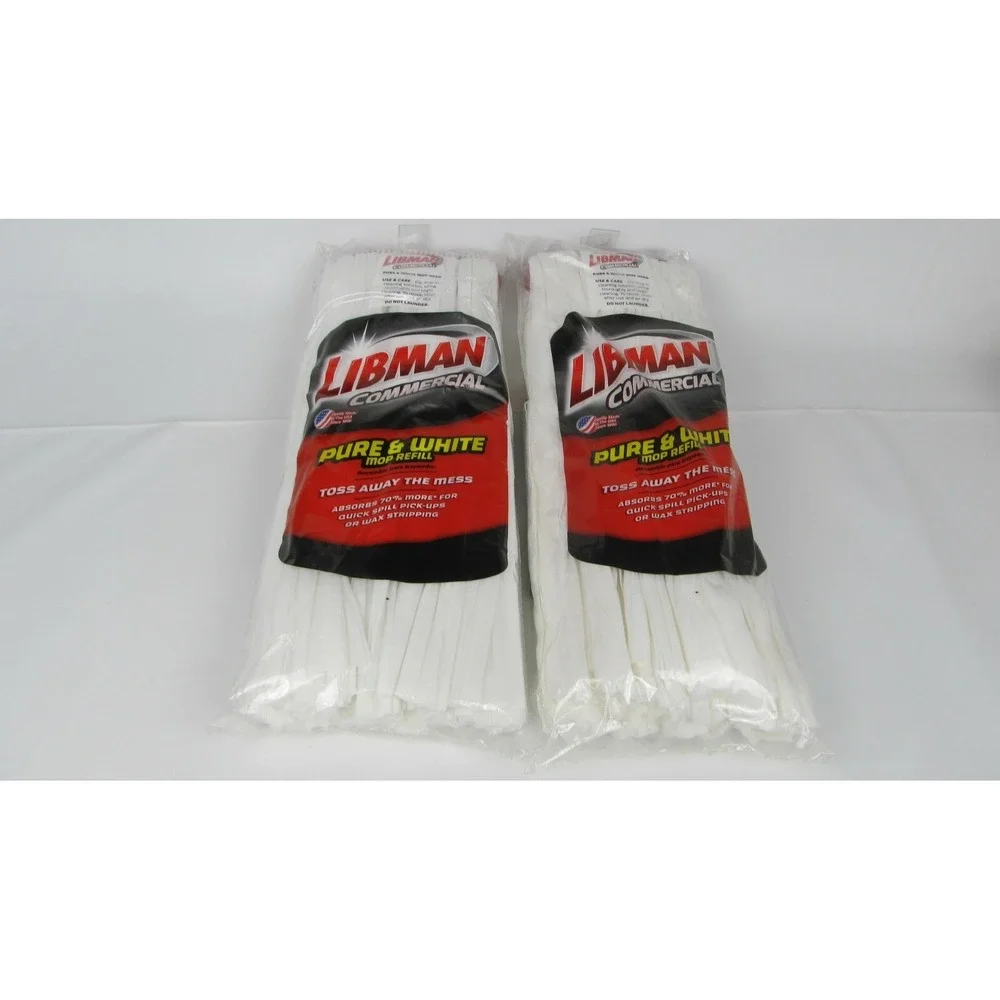 Libman Commercial Pure & White  Mop Head Lot of 2 New Sealed